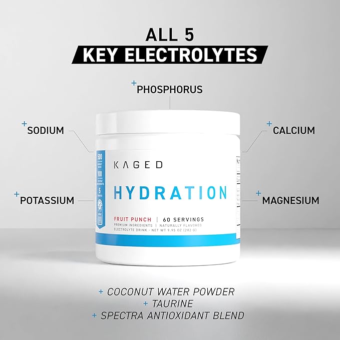 Kaged Electrolyte Hydration Powder Hydracharge Apple Limeade Sports Drink for Men and Women Pre, Post, Intra Workout Supplement 60 Servings