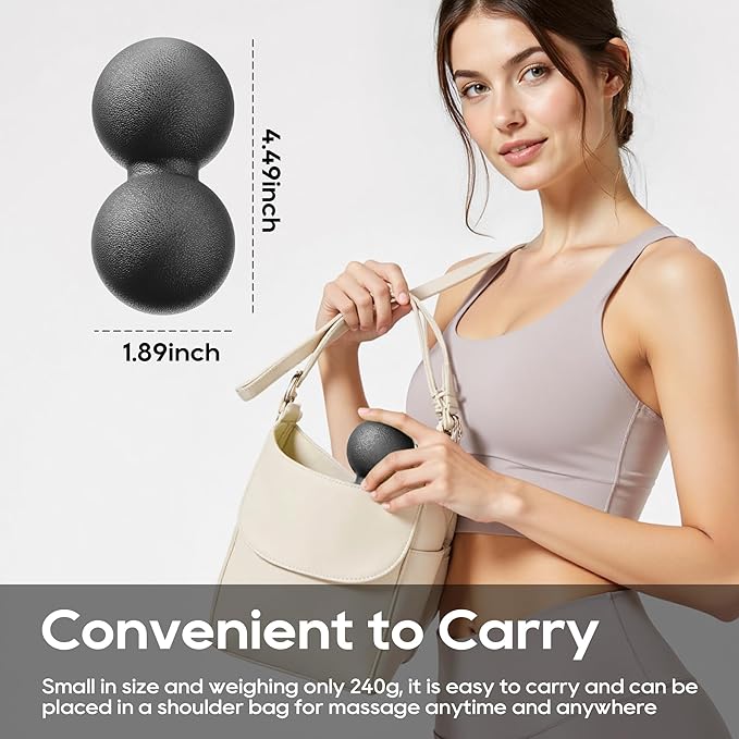 Hard Peanut Massage Ball - Dual Lacrosse Ball for Myofascial Release,Yoga & Deep Tissue Massage,Plantar Fasciitis and Acupoint Pressure Relief - Muscle Relaxer