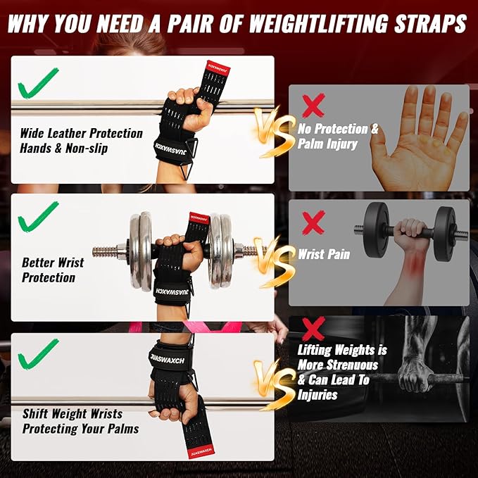 Weight Lifting Wrist Straps, Weight Lifting Straps, Wrist Straps for Weightlifting, with Neoprene Padded Wraps, Double Layer Cotton Hand Grips,Yellow Color, Gifts for Men and Women