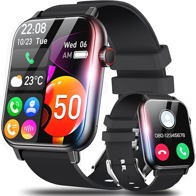 Smart Watch for Men Women 1.96" HD Screen Smartwatch Answer/Make Calls 100+ Sport Modes IP68 Waterproof Fitness Tracker with Step Counter,Sleep & Heart Rate Monitor for Android iOS Phones