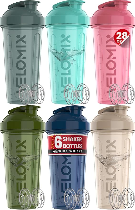 -6 PACK- 28 OZ Protein Shaker Bottles for Protein Mixes, Shaker Cups for Protein Shakes, Small Shaker Bottle Pack, Shaker Cup, Shakers for protein Shakes (Most Popular)