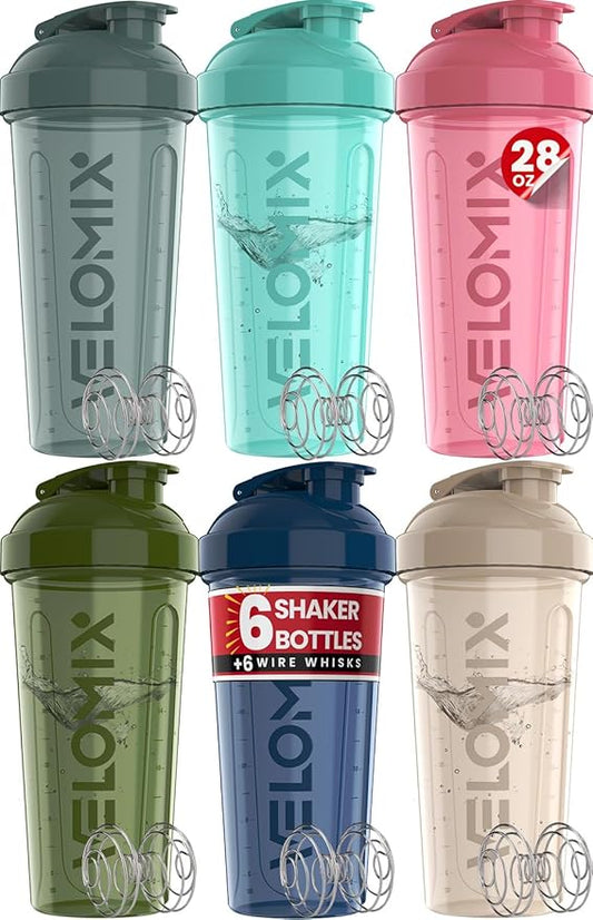 -6 PACK- 28 OZ Protein Shaker Bottles for Protein Mixes, Shaker Cups for Protein Shakes, Small Shaker Bottle Pack, Shaker Cup, Shakers for protein Shakes (Most Popular)