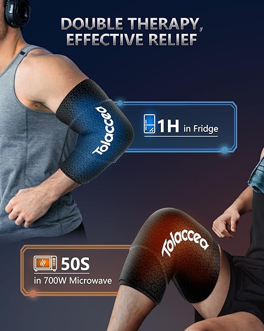 Elbow Ice Pack with Dual-Coldfocus Gel for Long-Lasting & Strong Cooling Support, Reusable Gel Cold Packs Brace for Tennis Elbow, Tendinitis Pain Relief (Black Pro, M)