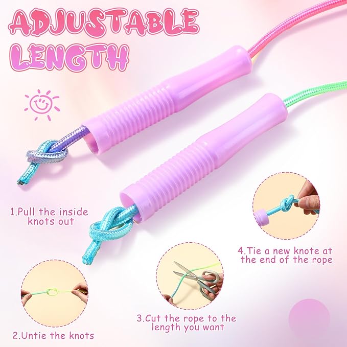 48 pcs Jump Rope Bulk for Kids 7.22 ft Adjustable Gradient Rainbow Color Skipping Rope Outdoor Exercise Fitness Equipment for Back to School Class Playground Activities Set