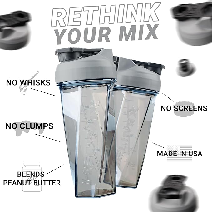 HELIMIX 2.0 Vortex Blender Shaker Bottle Holds upto 28oz | No Blending Ball or Whisk | USA Made | Portable Pre Workout Whey Protein Drink Shaker Cup | Mixes Cocktails Smoothies Shakes | Top Rack Safe