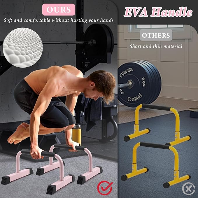 Push Up Bar, 700 LBS Potable Dip Bar with EVA Handle for Home GYM Gymnastics Calisthenics Equipment Apartment Courtyard Balcony Exercise Fitness Upper Body Arm Back Man Woman Kid