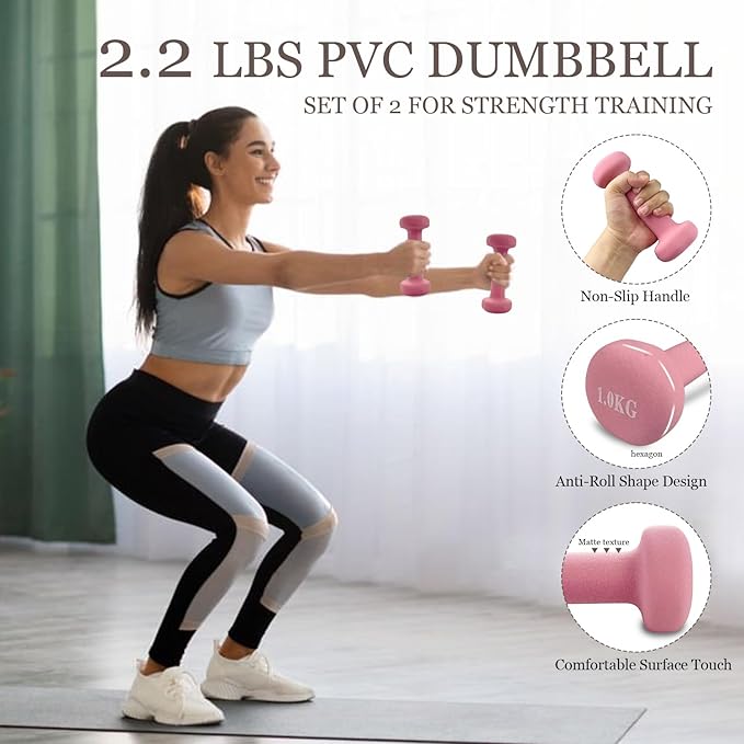 Pilates Ring Set 9 PCS, Magic Circle Yoga Ring, Pilates Ball, 2.2lb *2 Dumbbells, Resistance Bands, Tape Measure, Pilates Weight Kit Equipment Accessories for Home Workouts Fitness Yoga