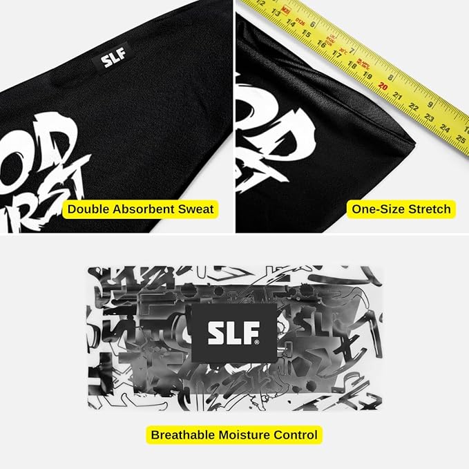 SLEEFS Sweat Bands Headbands Men & Women - Cooling Sports Mens Headband for Running, Football, Basketball, Cycling, Workout - Sweat Moisture Wicking Head Band Stretch Fit, Non-Slip Design - One Size