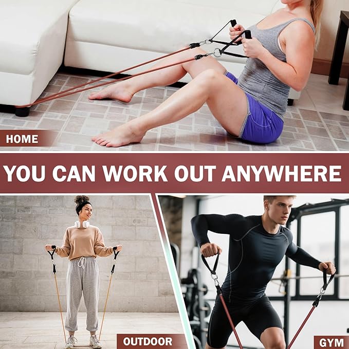 WHATAFIT Resistance Bands, Exercise Bands,Resistance Bands for Working Out, Work Out Bands with Handles for Men and Women Fitness, Strength Training Home Gym Equipment