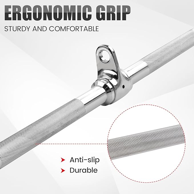 V-Shaped Bar Straight Rotating Bar Curl LAT Pull Down Bar D Handle Double D Row Handle LAT Pulldown Attachments Cable Machine Attachment for Home Gym