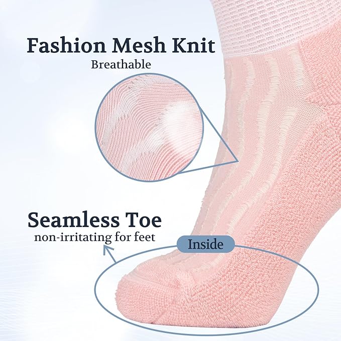 +MD Diabetic Socks for Men Women 6 Pairs,Non-Binding Top Extra Wide Ankle/Crew Socks, for Edema Circulator 9-11 10-13 13-15