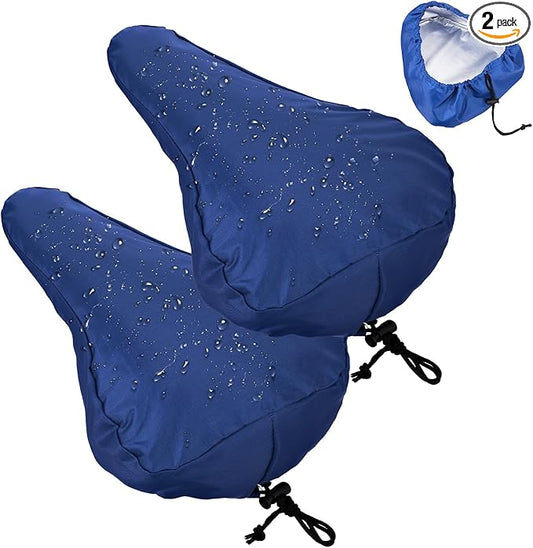 2 Pcs Bike Seat Rain Cover Bicycle Seat Cover Waterproof Blue Bike Seats Cushion Covers with Elastic Outdoor for Bicycles E-Bikes Unisex