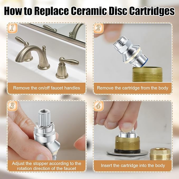 Enhon 2 Pack Ceramic Disc Cartridge Replacement for 910-9000, Compatible with Price Pfister Hot & Cold Ceramic Valve, For Use on Two Handle Lavatory and Kitchen Faucets, 12 Point Broach