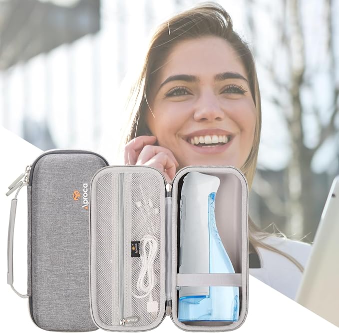 Aproca Grey Hard Storage Protective Case, for COSLUS Water Dental Flosser Portable Cordless Oral Irrigator F5020E and Accessories