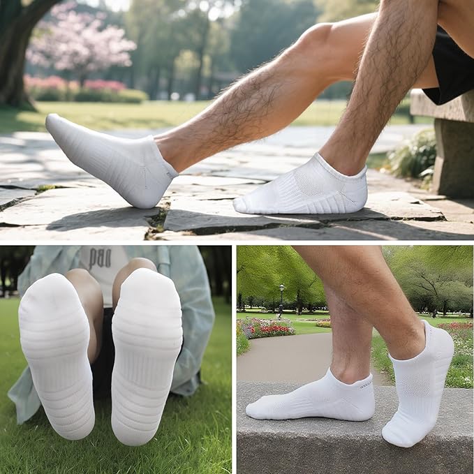 BIOAUM Cushioned Men's Ankle Socks, 6 Pairs Cotton Athletic Sport Breathable Low Cut Socks for Running Size 8-9.5/10-13/12-14