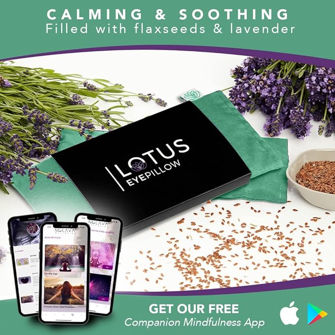 Lotus Lavender Eye Pillow with Flaxseed – Weighted Aromatherapy Mask for Meditation, Yoga & Relaxation – Spa Gift for Women & Men