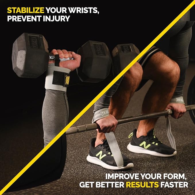 Heavy Duty Wrist Wraps & Lifting Straps – Weightlifting Wrist Wraps for Men with Silicone Grip & Padding – Gym Wrist Straps for Weightlifting