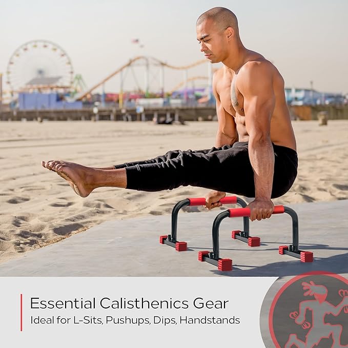 Rubberbanditz Parallette, Parallel Bars & Dip Station | At Home Gym Workout Equipment, L-Sit Bars & Calisthenics Equipment for Home. Perfect for Push Ups, Dips, Handstands & Gymnastics.