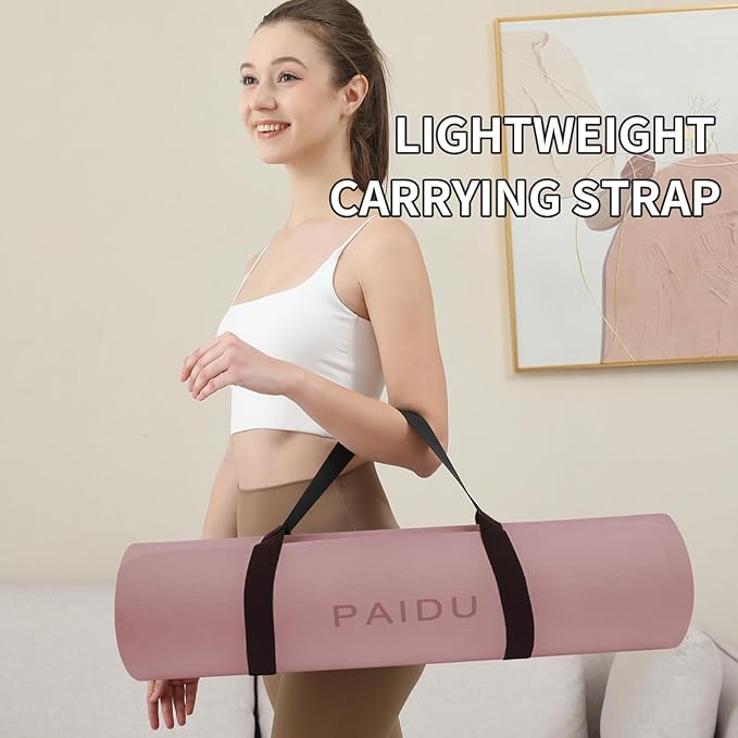 Yoga Mat Non Slip Anti-tear,extra thick-2/5 inch(10MM)High Resiliency Professional POE Yoga Mats for Women Men Kids,72"x24"inch,Workout, Yoga, Pilates and Floor Exercise, with Carrier Strap