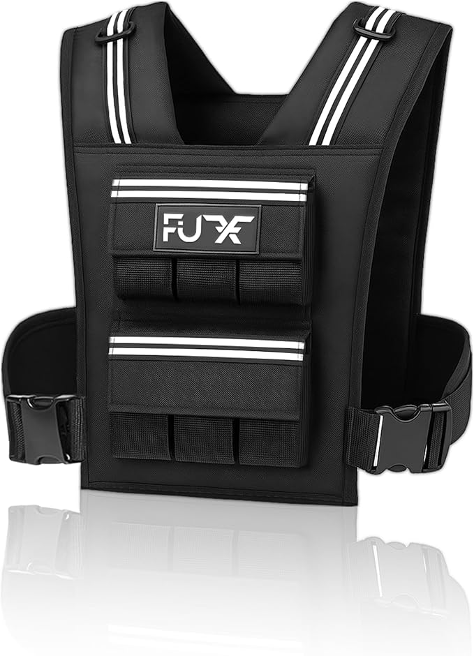 FUFF Adjustable Weighted Vest for Men,20lbs/30lbs/40lbs Vest for Strength Training,Weight Vest with Reflective Strip for Running Walking Exercise Workout