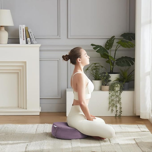 Meditation Cushion Bolster Pillow for Restorative Yoga – Supportive Cushion for Meditation, Pilates, and Relaxation – Filled with Buckwheat Hulls - Removable Cover