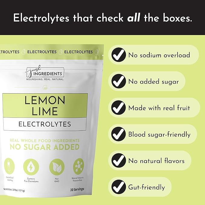 Lemon Lime Electrolytes – 30‑Serving Hydration Drink Mix with Coconut Water, Sea Salt, and Trace Minerals – Supports Energy, Recovery, and Electrolyte Balance*