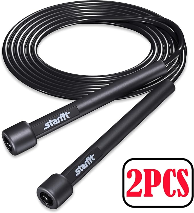 STARFIT Lightweight Jump Rope for Fitness and Exercise, Adjustable Jump Ropes with Plastic Handles, Cardio and Endurance Training, Jumping Rope for Workout