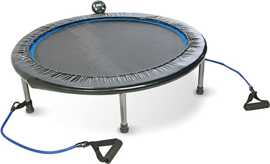 Stamina Folding Trampoline with Smart Workout App, Black - Portable Fitness Rebounder for Home Gym, Cardio & Strength Training, Jumping Exercise Equipment