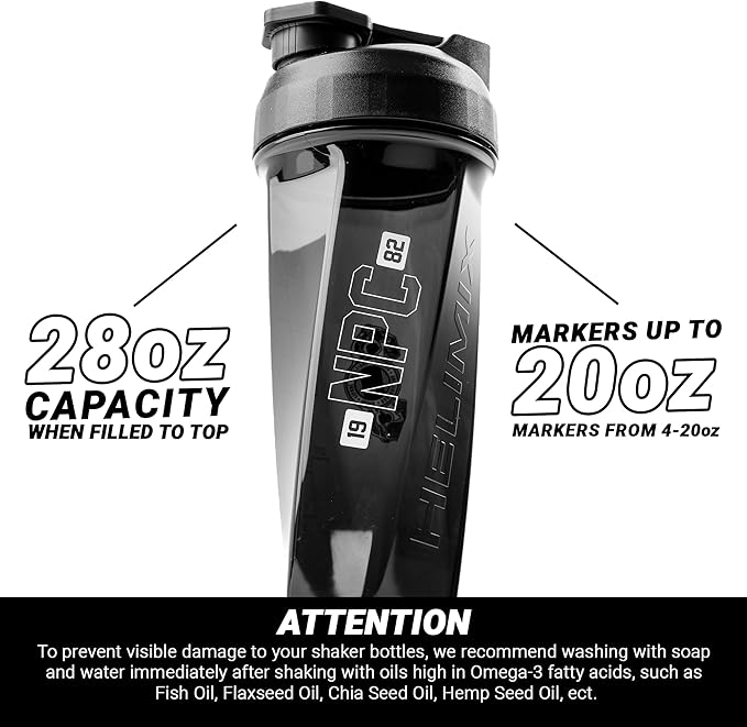 HELIMIX 2.0 NPC Officially Licensed Vortex Blender Shaker Bottle Holds upto 28oz | No Blending Ball or Whisk | USA Made | Portable Pre Workout Whey Protein Drink Shaker Cup | Mixes Smoothies Shakes