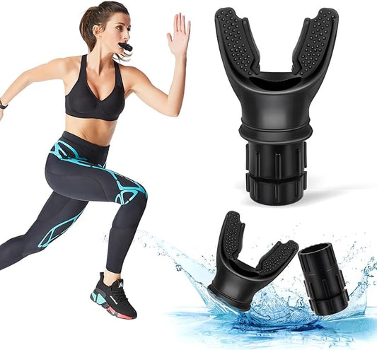 Portable Breathing Trainer with Adjustable Resistance Settings for Enhanced Strength and Endurance, Black