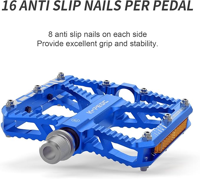 Mountain Bike Pedals MTB Pedals,Bicycle Pedals with Reflectors,Aluminum 9/16" 3 Sealed Bearing Lightweight Platform for Mountain Bike, BMX, Road Bike Pedals