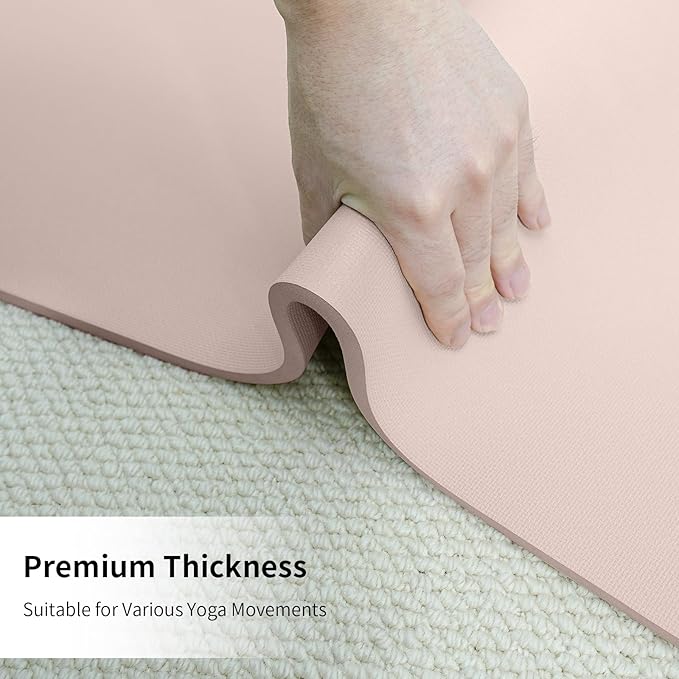 HAHE Yoga Mat Thick (8MM,1/3"), Eco-Friendly POE Non Slip Yoga Mat, High Rebound & Shock Absorption, Anti-Tear & Sweat-Resistant for Yoga, Fitness, Home, Workouts, Large Pilates Mats 72"x24" with Carrying Strap