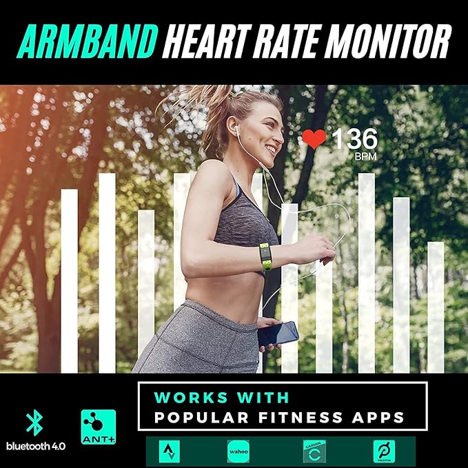 Powr Labs Bluetooth Armband Heart Rate Monitor - ANT+ Compatible with Polar, Peloton, Wahoo, Strava, Garmin, Whoop