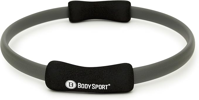 Body Sport Pilates Ring with Foam Padded Grips to Sculpt the Thighs, Core, Arms and More,Gray
