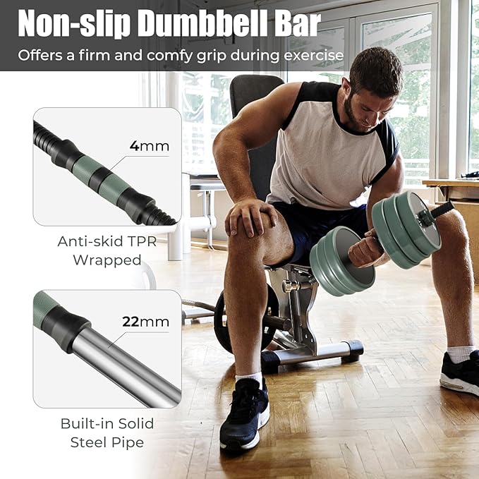 Goplus Adjustable Dumbbell Set, 92/47 LBS Free Weight Set, 4 in 1 Weights w/Connector Used as Barbell, Dumbbells, Kettlebells, Push up Stand, Fitness Workout Equipment for Men Women Home Gym