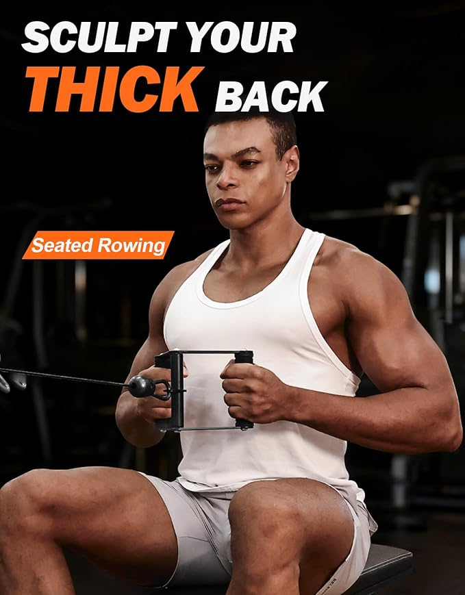 Fitarc Double D Row Handle Cable Attachments for Gym, Non-Slip V Bar Attachment for Home Gym Equipment, T Bar Row Attachment for Back Training, LAT Pulldown Attachments and Cable Machine Attachment