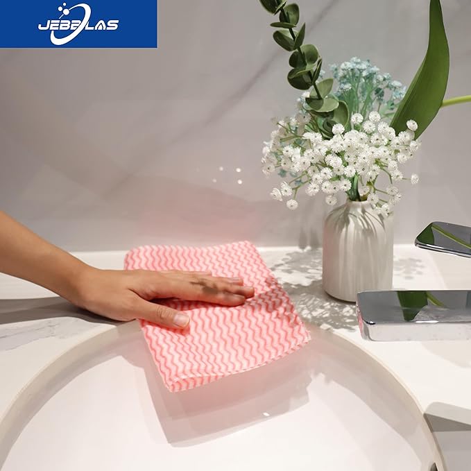 JEBBLAS Reusable Cleaning Cloths Handi Wipes Reusable Cloths Dry Cleaning Cloths Dish Towel Dish Cloths Handy Cleaning Wipes,Pack of 100, Red