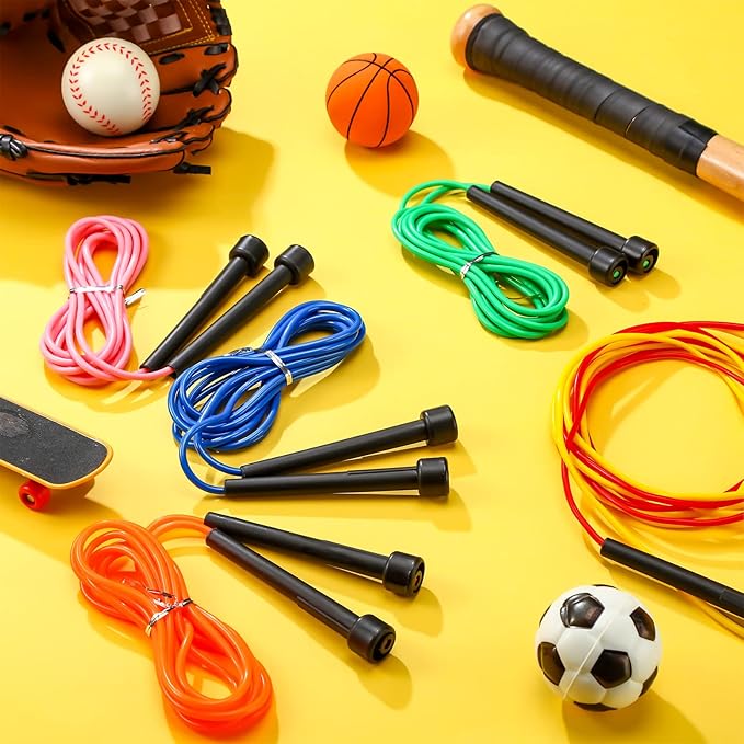 Xinnun 32 Pcs PVC Jump Ropes for Fitness 9.2 ft Adjustable Skipping Rope Versatile Unbreakable Rope with Plastic Handle for Women Men Endurance Training Cardio Exercise Workout