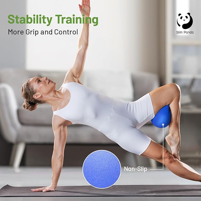 Slim Panda Pilates Ball, 9 Inch Small Exercise Ball, Anti Burst Mini Yoga Ball for Stability, Workout, Barre, Core Strength, Physical Therapy, Balance, Stretching