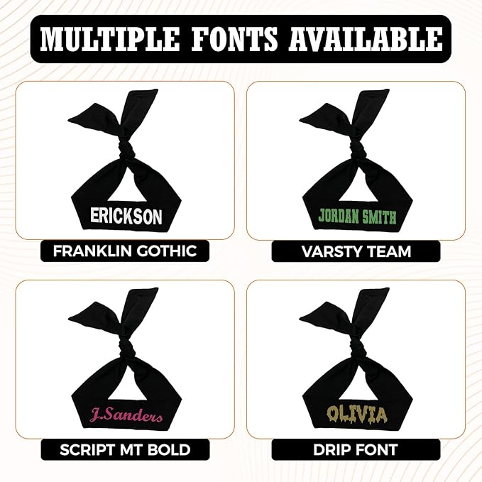 Customized Personalized Sports Tie Headband in Multiple Colors and Fonts, Ninja Style Head Tie Perfect for Sports and Activities