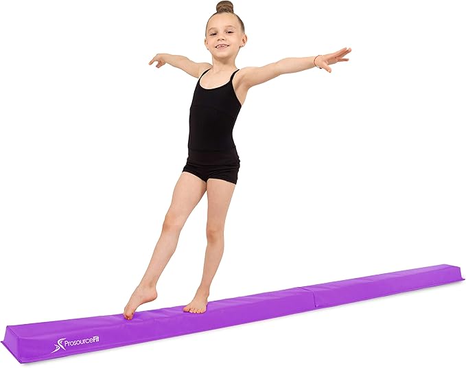 ProsourceFit Gymnastics Balance Beam for Kids, 9ft Long Firm Folding Floor Beam with Non-Slip 4-inch Wide Surface for Safe Gymnastics Practice at Home or Gym