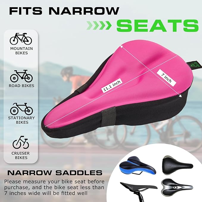 Zacro Bike Seat Cushion - Gel Padded Bike Seat Cover for Men Women Comfort, Extra Soft Exercise Bicycle Seat Compatible with Peloton, Outdoor & Indoor Bike Saddles