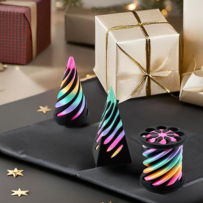 3 Packs Impossible Cone,Spiral Cone Fidget Toy Impossible Pyramid Passthrough Toy,3D Printed Spiral Cone Fidget Toy,Mini Vortex Thread Illusion Desktop Deco Souvenir Gift for Anxiety Relaxing