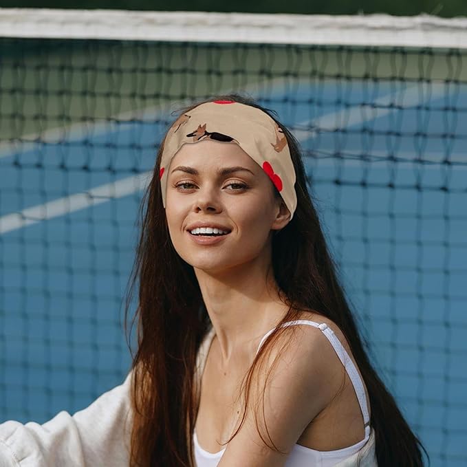 dog and heart Headband for Women, Absorbed Sport Knotted Headband for Daily Life Yoga Workout