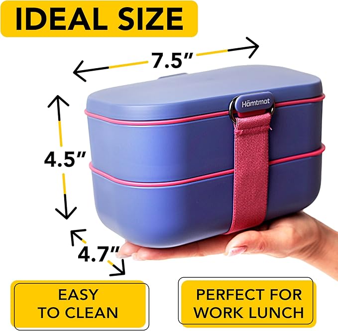Insulated Stackable Bento Box for Adults with Reusable Chopsticks Japanese Lunch Box Microwavable & Leak Proof Lunch Containers for Men & Women Modern Cute Food Container with Compartments (Lavender)