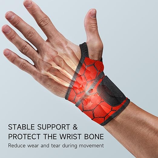 Sport Slim Wrist Wrap - Wrist Brace for Carpal Tunnel Relief, Neoprene-Free Compression Wrist Support for Workout, Adjustable Wrist Guards Fit Right Left Hand (Raspbery Red, Pack of 1)