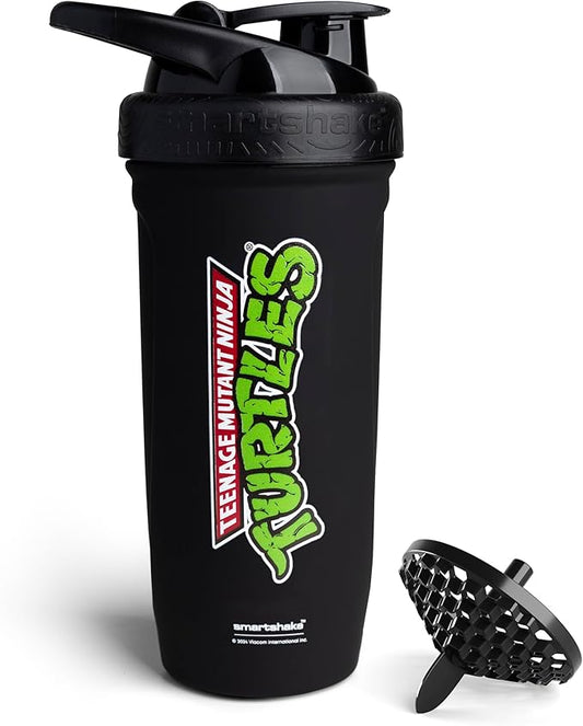 Smartshake TMNT Reforce Stainless Steel Protein Shaker Bottle 900 ml | 30 oz - Leakproof Screw-on Lid - BPA Free – Unisex - Non Insulated - New Black
