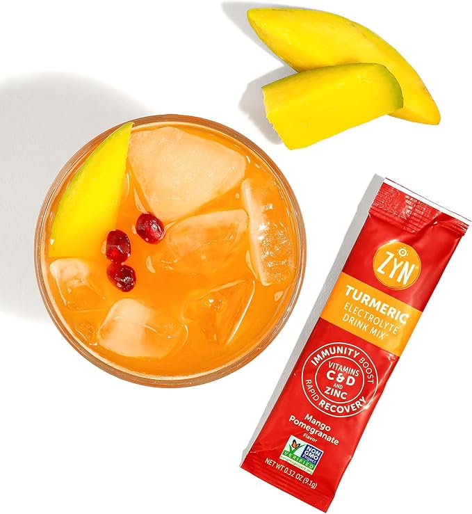 ZYN Electrolyte Drink Mix Hydration Packets, Mango Pomegranate Electrolytes Powder, Pack of 32