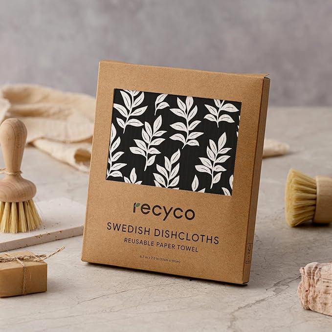RECYCO Swedish Dishcloths for Kitchen | 5 Pack Mystic Meadows Washable Dish Rags | Cellulose Reusable Cleaning Paper Towels | Absorbent Counter Dish Cloth Sponge Kitchen Wipes, 8" L x 7" W