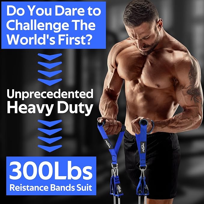 WALITO Resistance Bands Set - Exercise Bands with Handles, Door Anchor, Legs Ankle Straps, for Heavy Resistance Training, Physical Therapy, Muscle Training, Yoga, Home Workouts, Gym